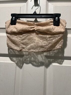 Strapless Lace Bandeau Top - Nude
